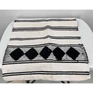Caravan Boho Farmhouse Black White Woven Lightweight Kitchen Washable Home Rug